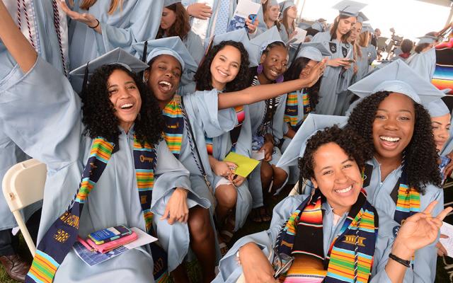 A photo of Columbia students at graduation